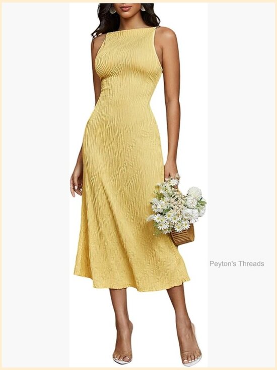 Dresses & Skirts - Sleeveless Mock Neck Ribbed Knit Bodycon Midi Cami Dress